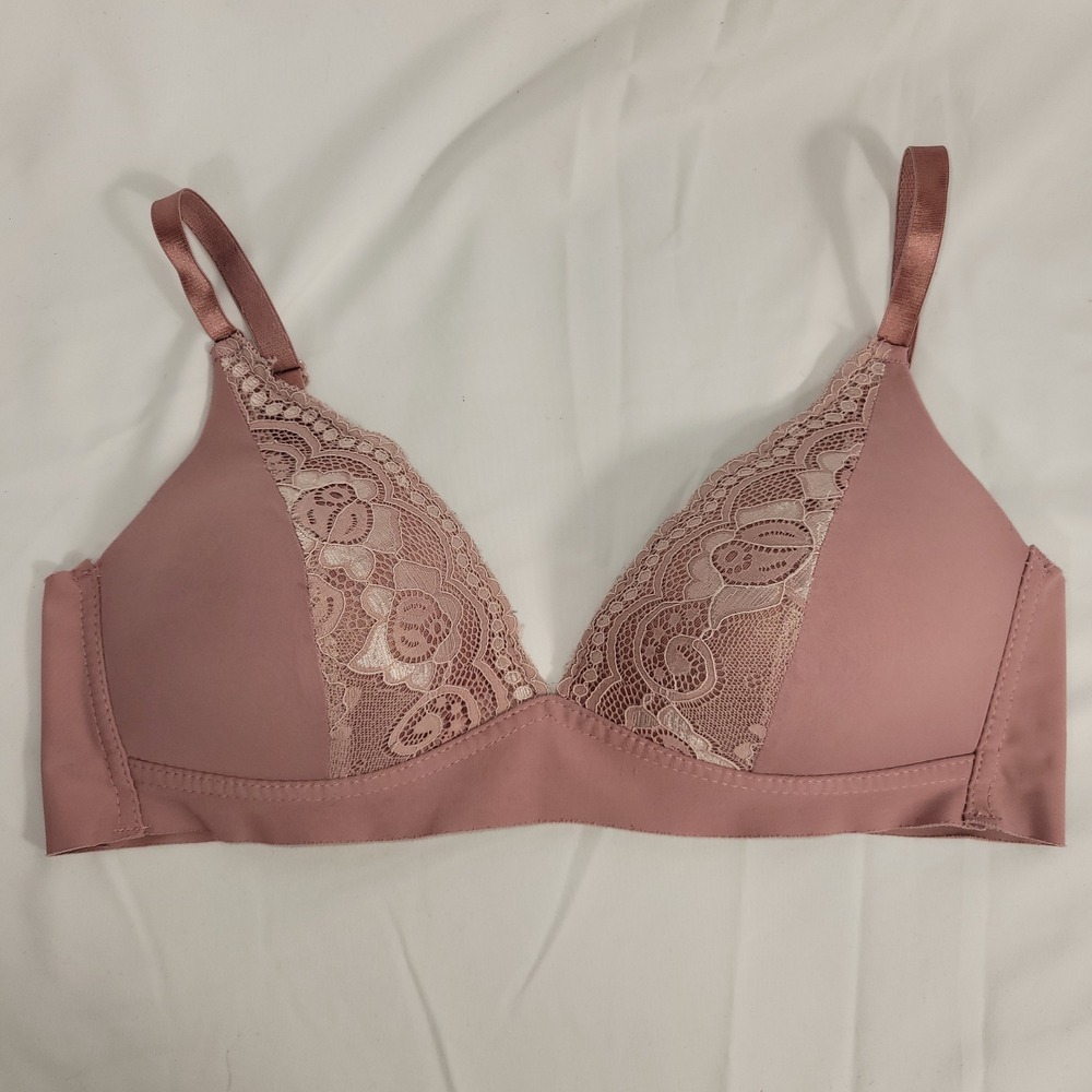 Lace-Trim Wireless Bralette - Dusty Rose